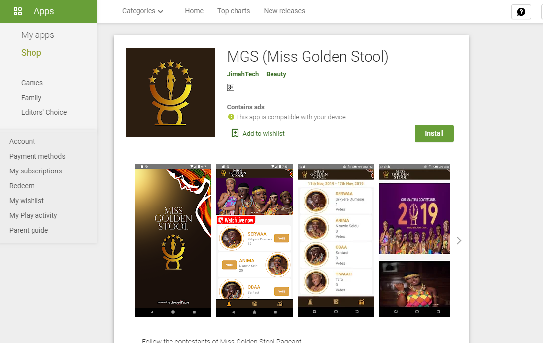 Miss Golden Stool App